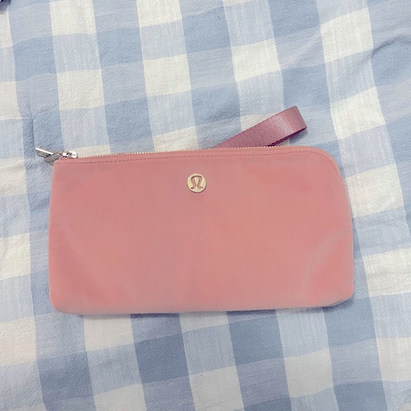 LIMITED Lululemon VELVET blush pink wristlet Bags